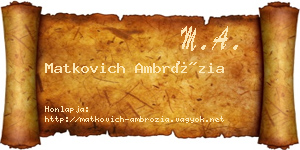 Matkovich Ambrózia névjegykártya